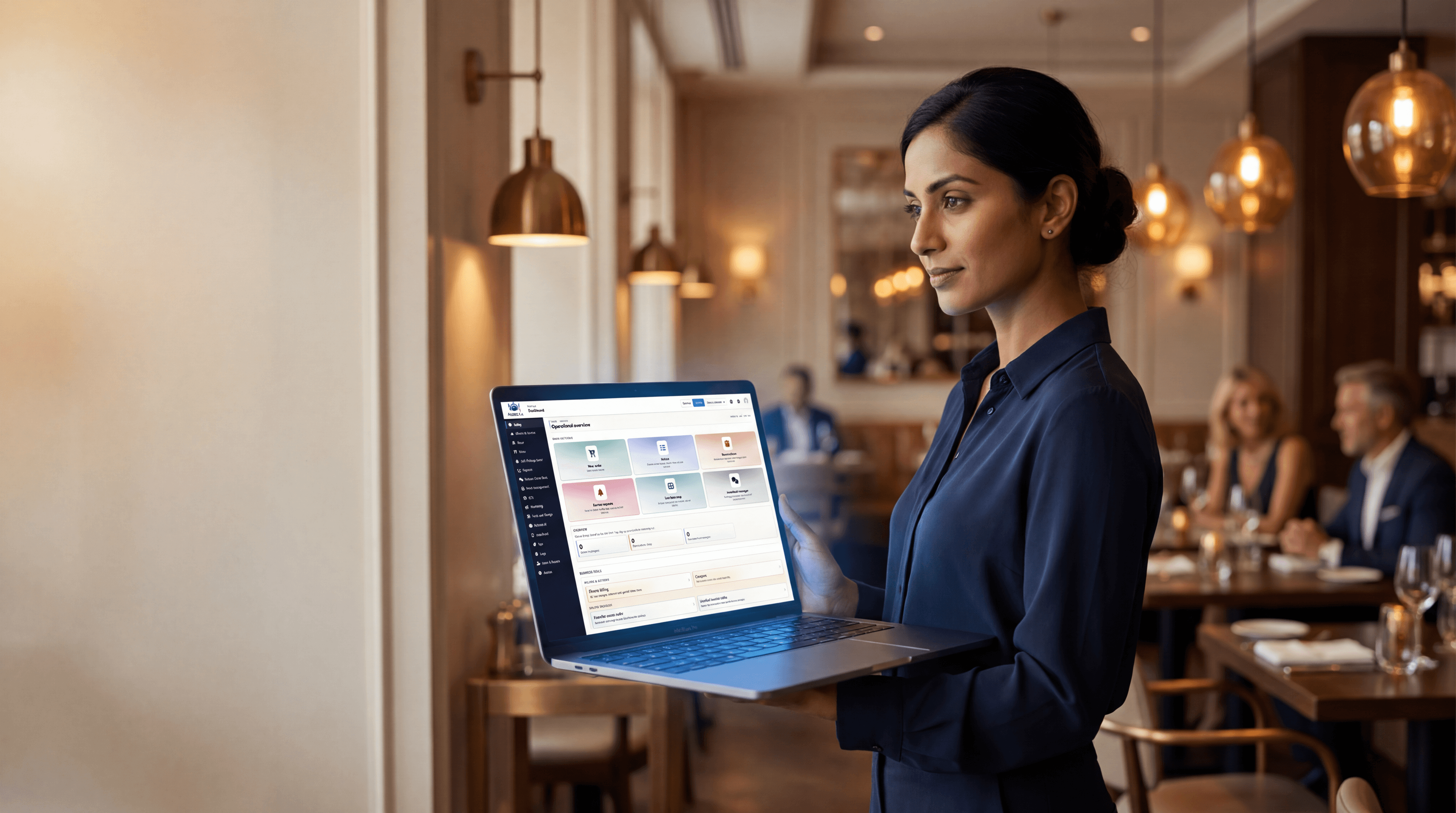 Robexa Restaurant Management Übersicht für Bestellungen, Service, Küche und Betriebsstatus