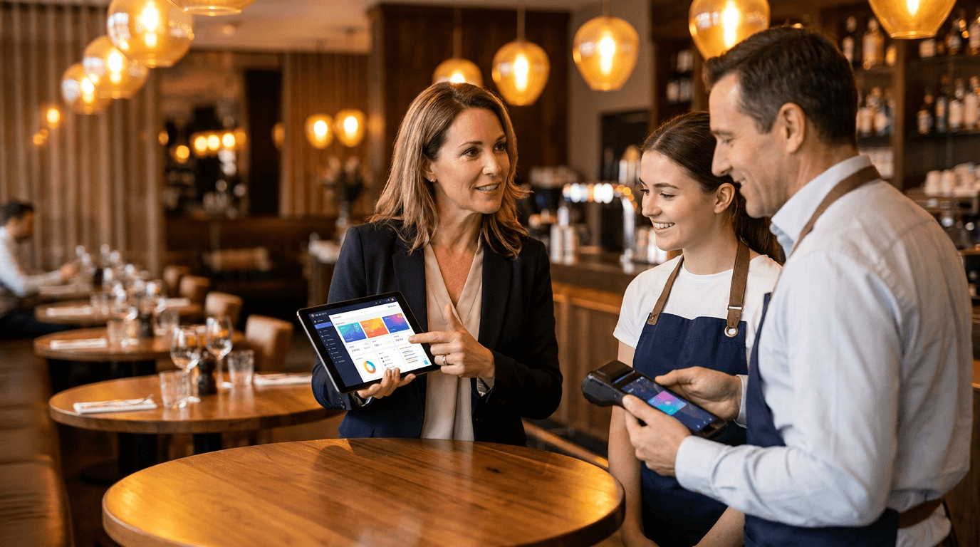 Robexa Team richtet Restaurantdaten im Management-System ein