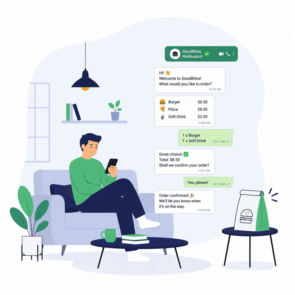 WhatsApp-Bestellung mit Robexa für Lieferservices und Restaurants